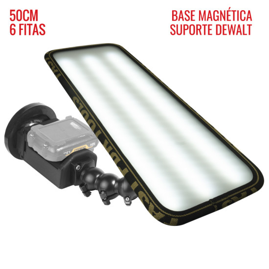 Luminária Hail PRO (50 cm) - 6 Rayas, Soporte Dewalt 12V con Base Magnética Luminária Hail PRO (50 cm) - 6 Rayas, Soporte Dewalt 12V con Base Magnética