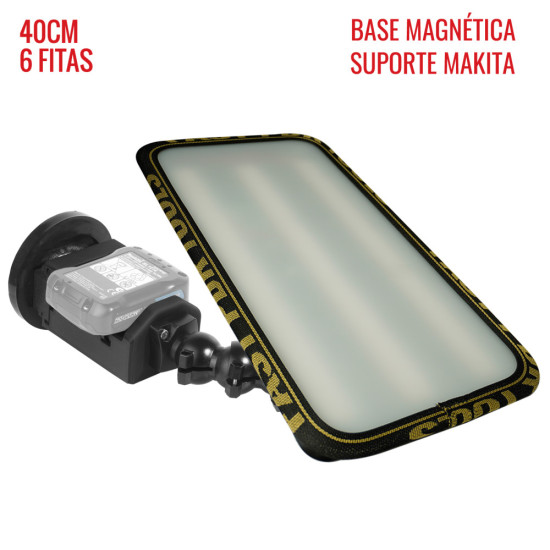 Luminaria Street PRO Light (40 cm) con 6 tiras, soporte Makita 12V y base magnética Luminaria Street PRO Light (40 cm) con 6 tiras, soporte Makita 12V y base magnética