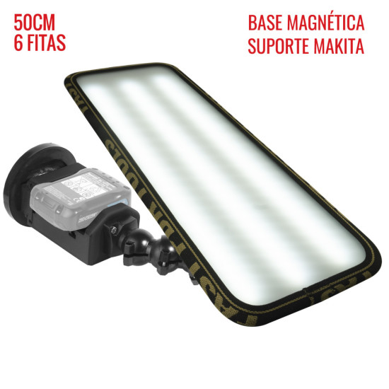 Luminaria Hail PRO Light 2.0 (50 cm) con 6 tiras y soporte Makita 12V con base magnética