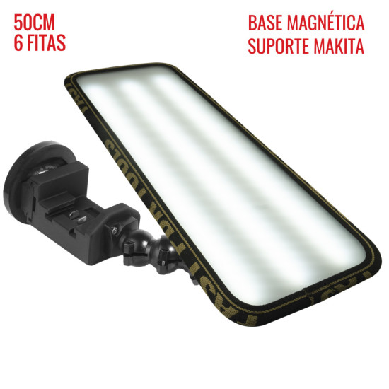 Luminaria Hail PRO Light 2.0 (50 cm) con 6 tiras y soporte Makita 12V con base magnética